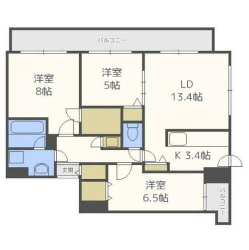 北海道札幌市中央区南一条東6丁目(マンション)の賃貸物件の間取り