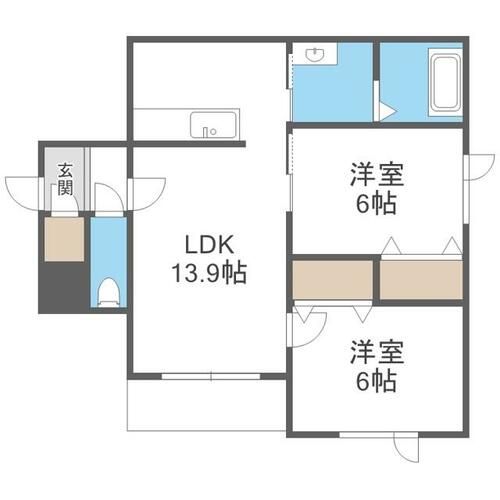 北海道札幌市西区西町南20丁目(マンション)の賃貸物件の間取り