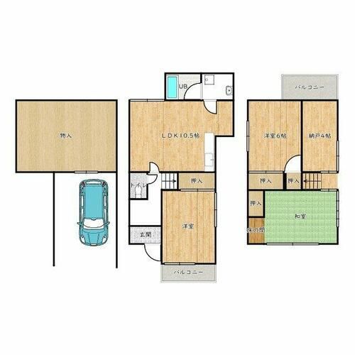 大阪府藤井寺市小山9丁目(一戸建)の賃貸物件の間取り