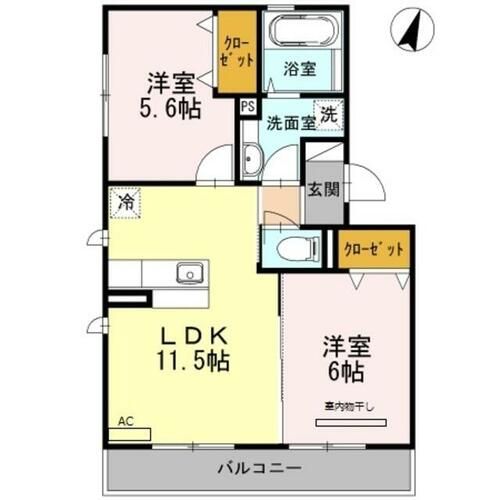 兵庫県神戸市北区鈴蘭台北町2丁目(アパート)の賃貸物件の間取り