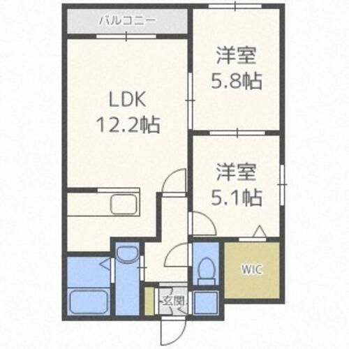 北海道札幌市西区琴似二条2丁目(マンション)の賃貸物件の間取り