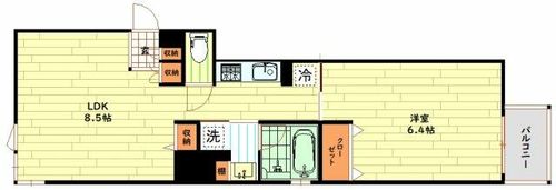大阪府大阪市西区北堀江1丁目(マンション)の賃貸物件の間取り