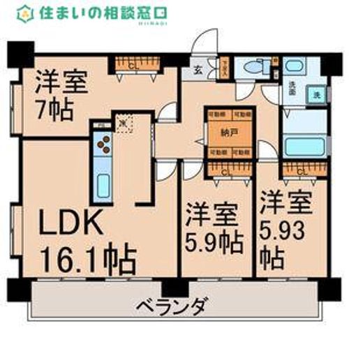 愛知県岡崎市矢作町字西林寺(マンション)の賃貸物件の間取り