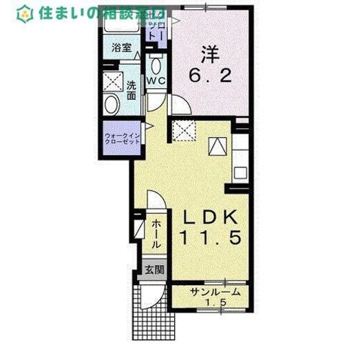 愛知県高浜市屋敷町4丁目(アパート)の賃貸物件の間取り