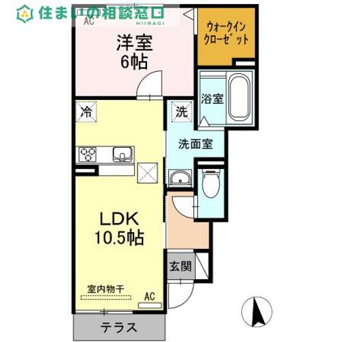 愛知県碧南市鷲林町4丁目(アパート)の賃貸物件の間取り