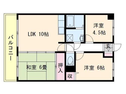 福岡県太宰府市向佐野2丁目(マンション)の賃貸物件の間取り