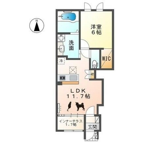 仮)北名古屋市鹿田新築アパート101の間取り