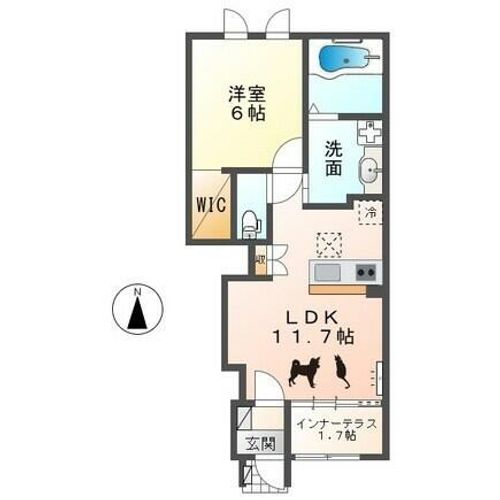 仮)北名古屋市鹿田新築アパート102の間取り