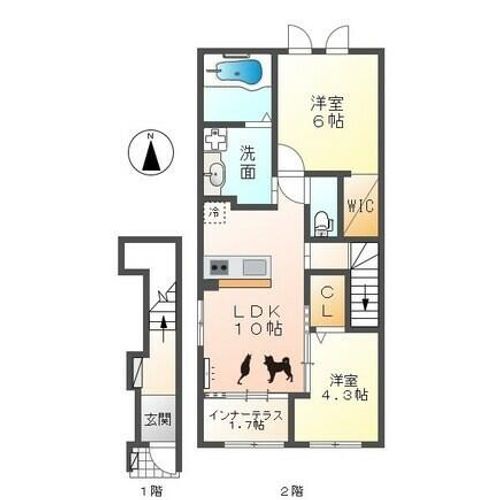 仮)北名古屋市鹿田新築アパート201の間取り