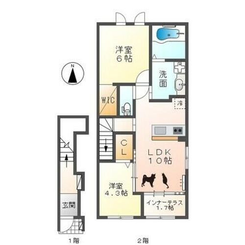 仮)北名古屋市鹿田新築アパート202の間取り