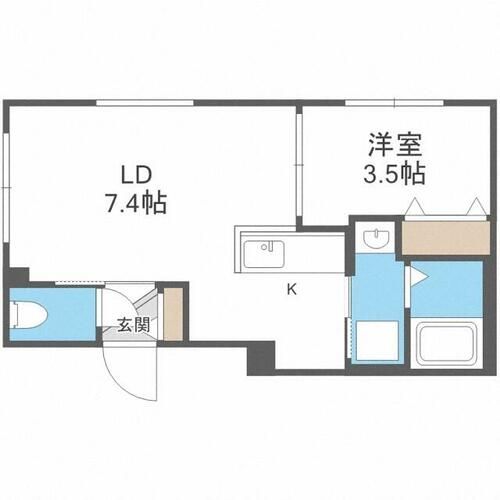 北海道札幌市中央区北八条西24丁目(マンション)の賃貸物件の間取り