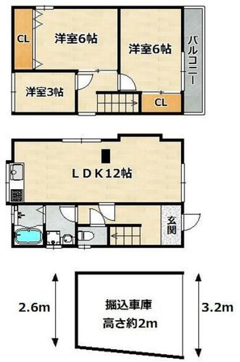 兵庫県神戸市北区山田町下谷上(一戸建)の賃貸物件の間取り