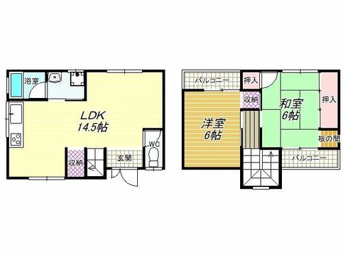 大阪府羽曳野市古市4丁目(一戸建)の賃貸物件の間取り