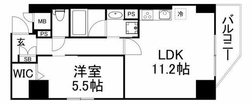 大阪府大阪市中央区上町1丁目(マンション)の賃貸物件の間取り
