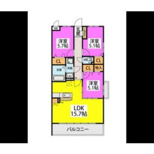 福岡県福岡市早良区四箇1丁目(マンション)の賃貸物件の間取り