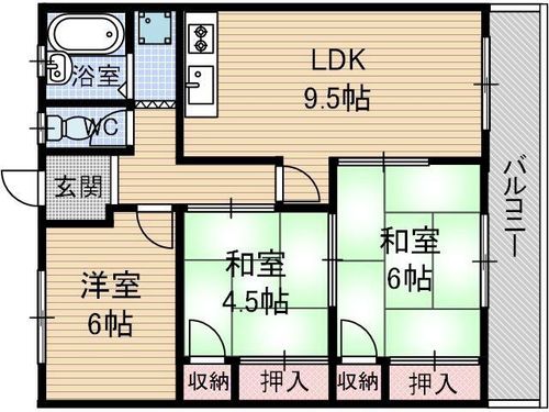 大阪府茨木市真砂1丁目(マンション)の賃貸物件の間取り