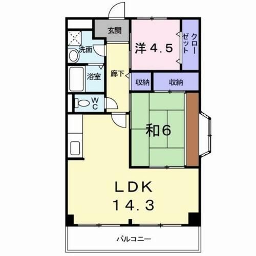 大阪府東大阪市御厨南2丁目(マンション)の賃貸物件の間取り