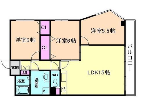 大阪府豊中市少路2丁目(マンション)の賃貸物件の間取り