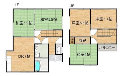 大阪府泉佐野市泉ケ丘5丁目(一戸建)の賃貸物件の間取り