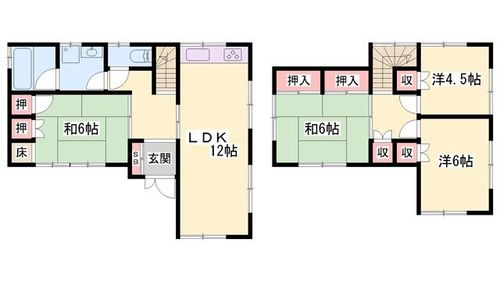 兵庫県姫路市北平野6丁目(一戸建)の賃貸物件1の間取り