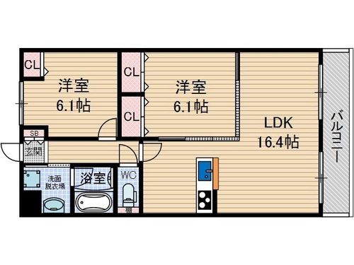 大阪府茨木市彩都やまぶき4丁目(マンション)の賃貸物件の間取り