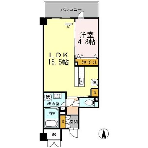 大阪府豊中市小曽根1丁目(マンション)の賃貸物件の間取り