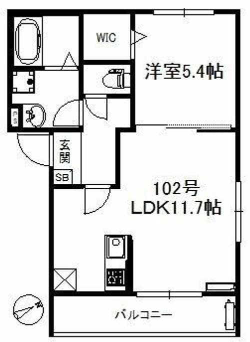 福岡県久留米市野中町(アパート)の賃貸物件の間取り