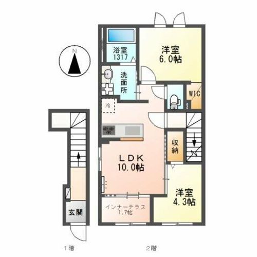 若江北町2丁目B棟新築工事の間取り