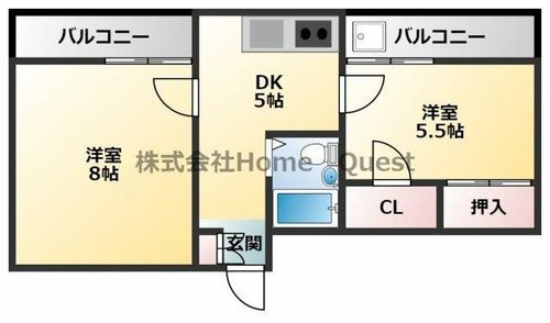大阪府大阪市平野区西脇2丁目(マンション)の賃貸物件の間取り