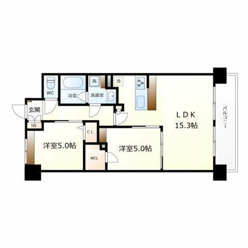 スプランディッド難波WESTⅢの間取り