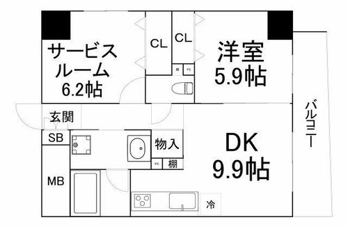 大阪府大阪市浪速区桜川4丁目(マンション)の賃貸物件の間取り
