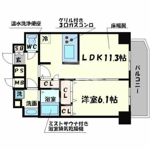 プレサンス心斎橋ラヴィの間取り