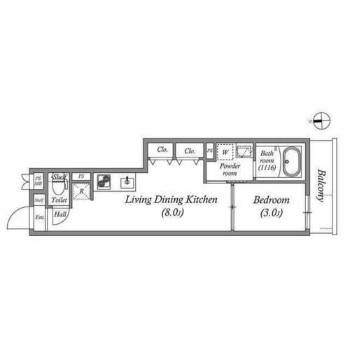 S-MOVE緑橋Ⅱ0403の間取り