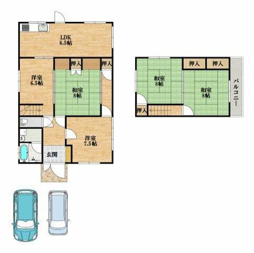 大阪府羽曳野市羽曳が丘西3丁目(一戸建)の賃貸物件の間取り