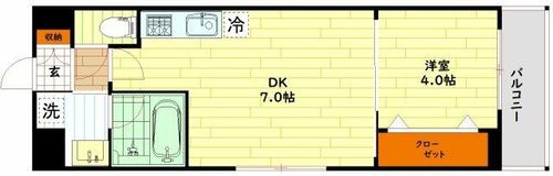 大阪府大阪市都島区東野田町1丁目(マンション)の賃貸物件の間取り