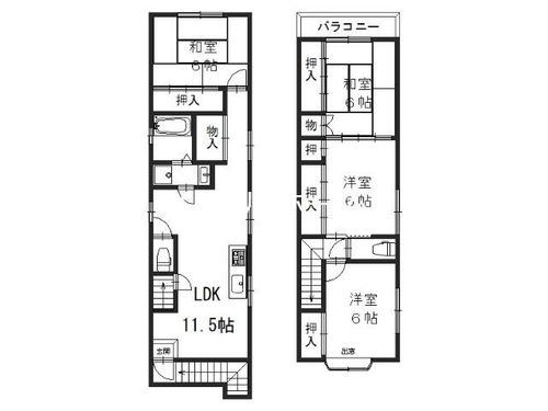 京都府京都市西京区上桂森下町(一戸建)の賃貸物件の間取り