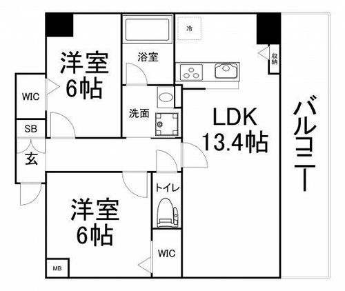 大阪府大阪市福島区玉川2丁目(マンション)の賃貸物件の間取り