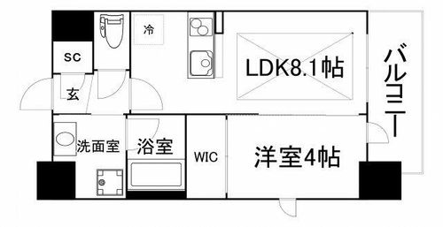 大阪府大阪市天王寺区生玉前町(マンション)の賃貸物件の間取り