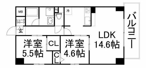 グランルージュ谷町六丁目の間取り
