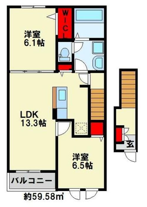 プランタンコートⅥ202の間取り