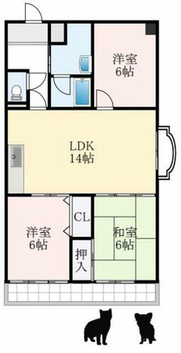 大阪府堺市東区丈六(マンション)の賃貸物件の間取り