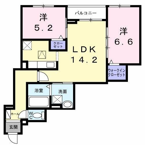 大阪府藤井寺市御舟町(アパート)の賃貸物件の間取り