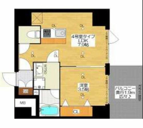 大阪府大阪市浪速区戎本町2丁目(マンション)の賃貸物件の間取り