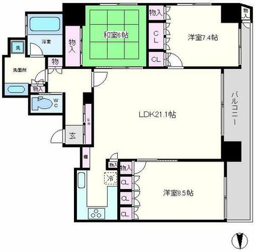 リーガル北心斎橋Ⅱの間取り