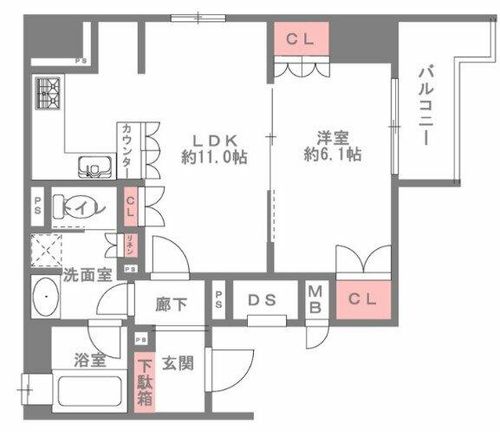 リーガル北堀江1303の間取り