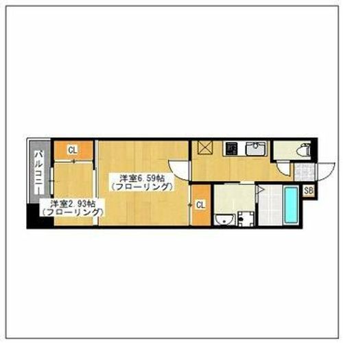福岡県福岡市博多区千代1丁目(マンション)の賃貸物件の間取り