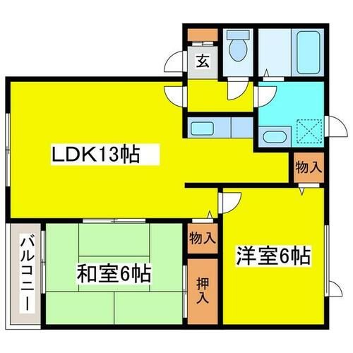 ソシアルVIP伏古B棟102の間取り