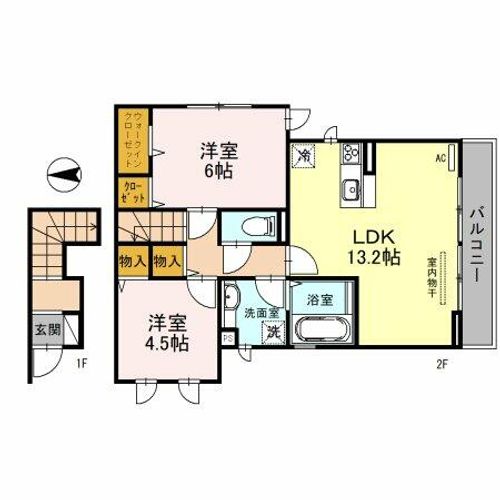 大阪府羽曳野市南恵我之荘6丁目(アパート)の賃貸物件の間取り