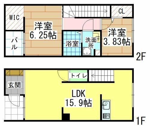 福岡県北九州市門司区黄金町(アパート)の賃貸物件の間取り