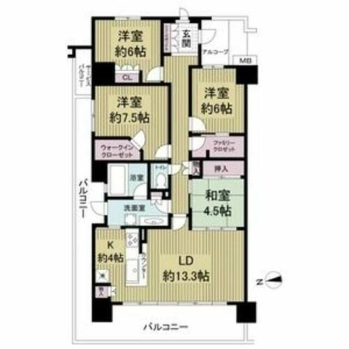 兵庫県神戸市垂水区星陵台4丁目(マンション)の賃貸物件の間取り